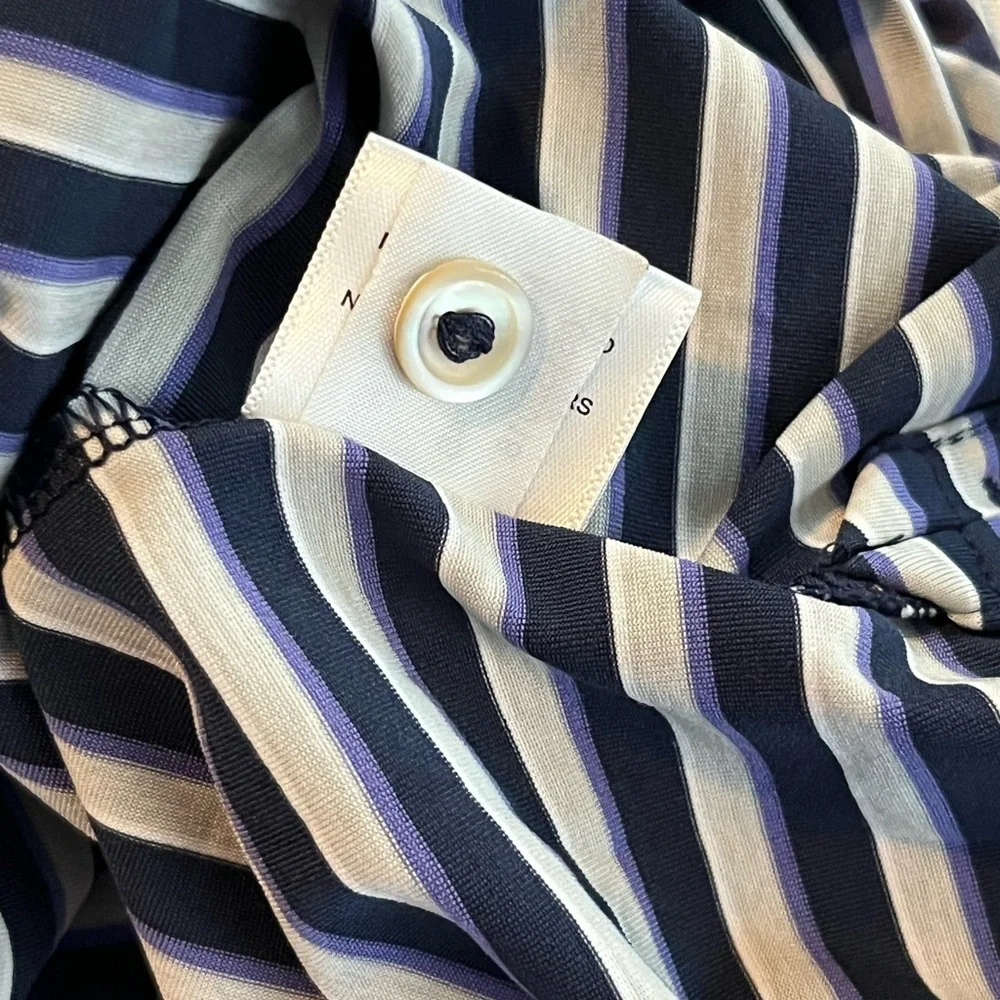 Men’s Peter Millar Navy White Purple Striped Golf / Fishing Polo Size XL EUC